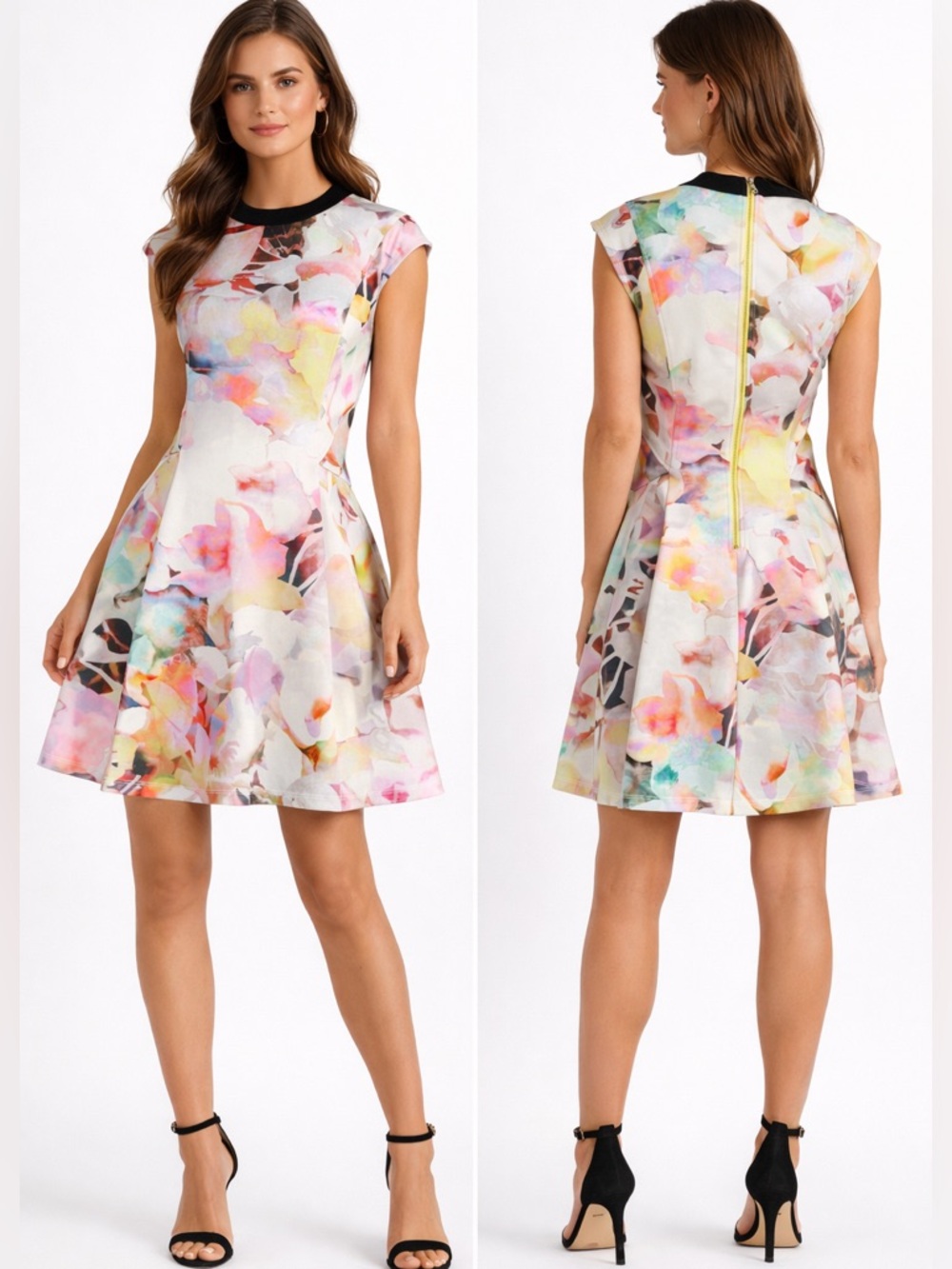 Ted Baker Jeneyy Electric Daydream Scuba Dress, Pastel Fit & Flare | Ted Size 2